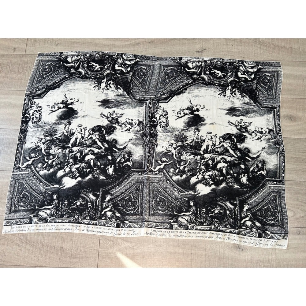 Elle Versailles Mural Print Scarf Black White Renaissance Art Scarf